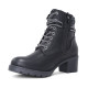 Botines tacón Owel lille negros con cremallera doble y cordones y cuello de punto - Querol online