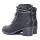 Botines tacón Owel lille negros con cremallera doble y cordones y cuello de punto - Querol online