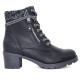 Botines tacón Owel lille negros con cremallera doble y cordones y cuello de punto - Querol online