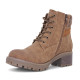 Botines tacón Owel dijon marrones con cordones y cremallera y cuello de punto - Querol online