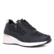 Zapatillas cuña Owel bastia negras con cremallera lateral y material efecto serpiente - Querol online