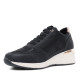 Zapatillas cuña Owel bastia negras con cremallera lateral y material efecto serpiente - Querol online
