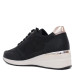 Zapatillas cuña Owel bastia negras con cremallera lateral y material efecto serpiente - Querol online