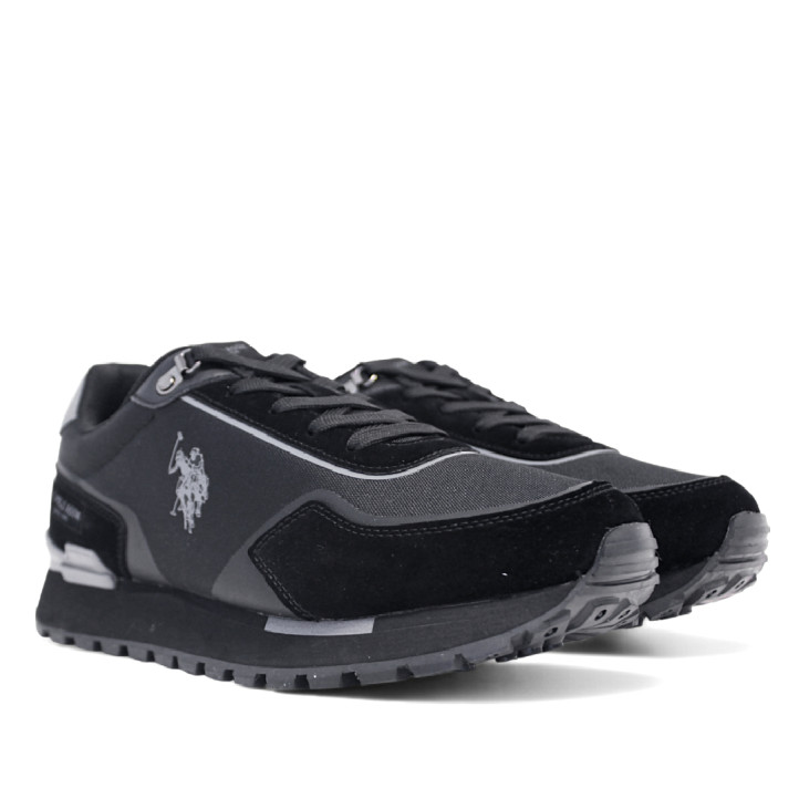 Zapatillas deportivas U.S. POLO ASSN. aron negras con detalles grises y diferentes texturas - Querol online