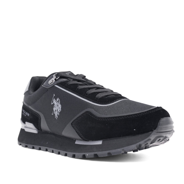 Zapatillas deportivas U.S. POLO ASSN. aron negras con detalles grises y diferentes texturas - Querol online