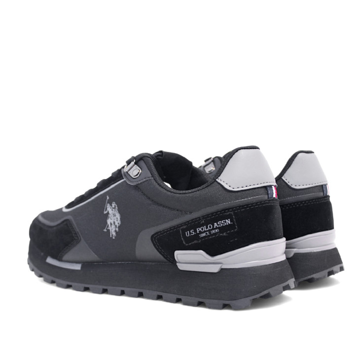 Zapatillas deportivas U.S. POLO ASSN. aron negras con detalles grises y diferentes texturas - Querol online