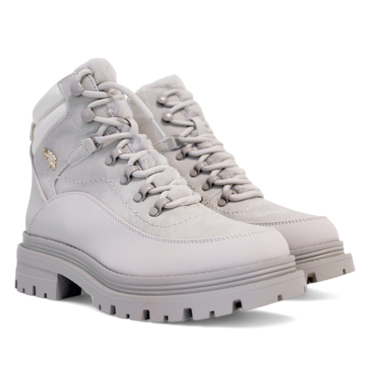 Botines planos U.S. POLO ASSN. alicya beige con cordones redondos - Querol online