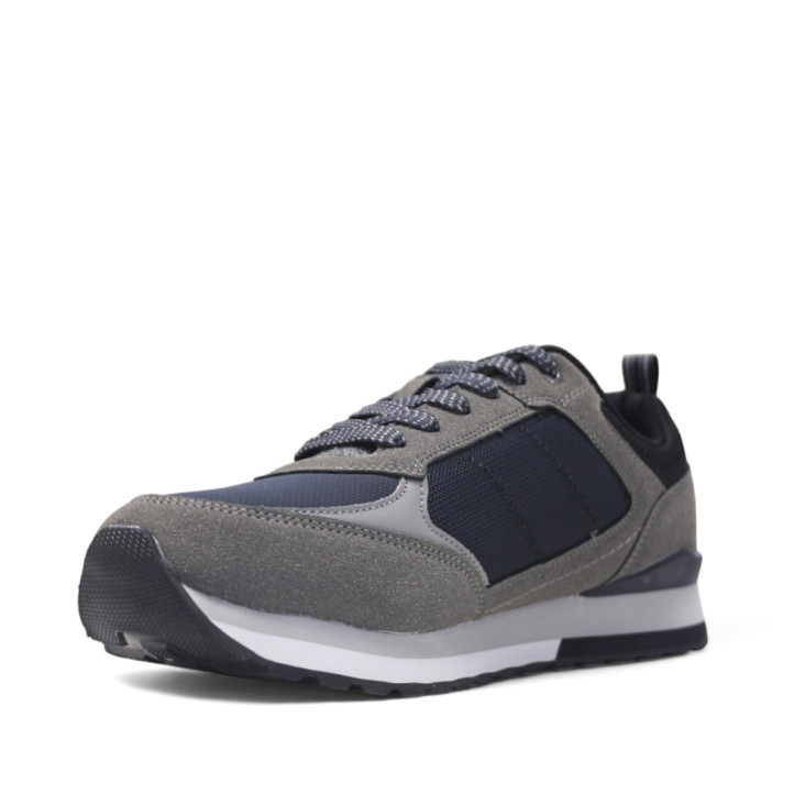 Zapatillas deportivas POLO beverly mix grises con detalles azules - Querol online