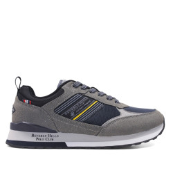 Zapatillas deportivas POLO beverly mix grises con detalles azules - Querol online