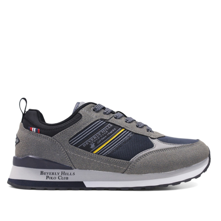 Zapatillas deportivas POLO beverly mix grises con detalles azules - Querol online