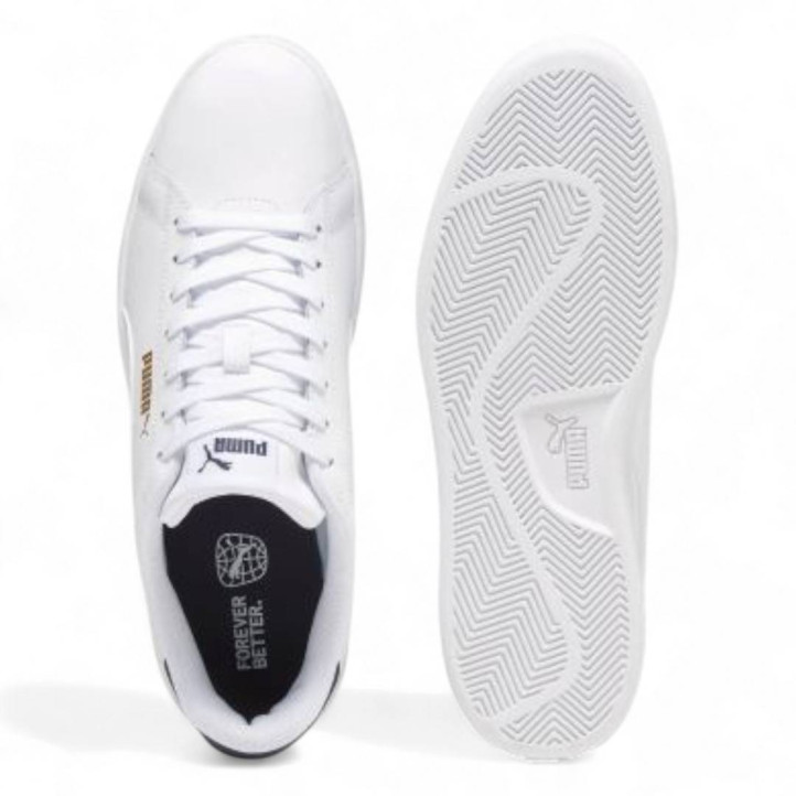 Zapatillas deportivas Puma smash 3.0 blancas con panel trasero azul hombre - Querol online