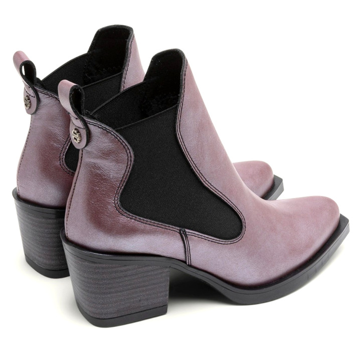 BOTINES COWBOY DE PIEL BURDEOS METALIZADA FANNY PORRONET - Querol online