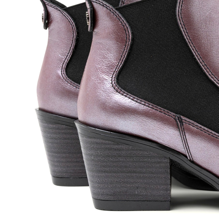 BOTINES COWBOY DE PIEL BURDEOS METALIZADA FANNY PORRONET - Querol online