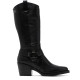 BOTAS COWBOY DE PIEL NEGRO CON CREMALLERA FIONA PORRONET - Querol online