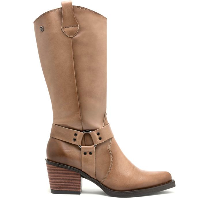 BOTAS COWBOY DE PIEL TAUPE CON CREMALLERA FIONA PORRONET - Querol online