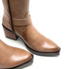 BOTAS COWBOY DE PIEL TAUPE CON CREMALLERA FIONA PORRONET
