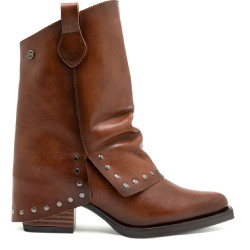 BOTAS DOBLE FAZ DE PIEL CUERO CON TACHUELAS FIORELLA PORRONET - Querol online