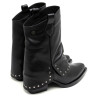 BOTAS DOBLE FAZ DE PIEL NEGRO CON TACHUELAS FIORELLA PORRONET