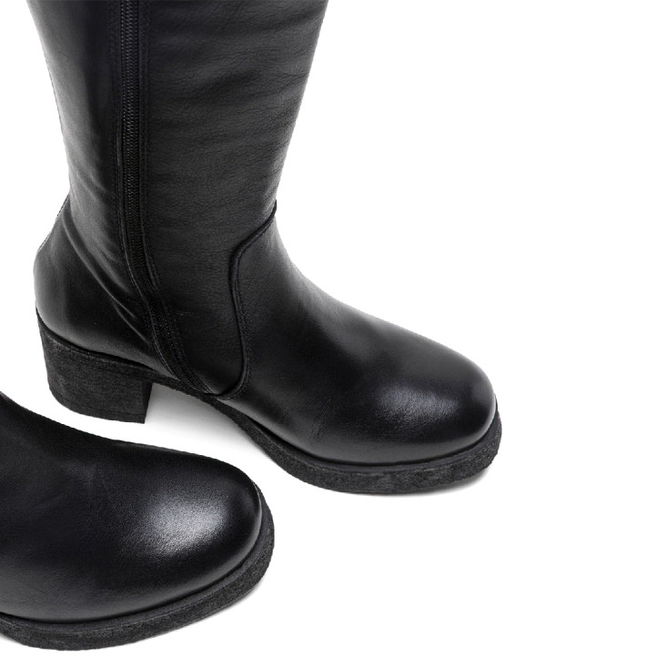 BOTAS DE PIEL CON CREMALLERA NEGRO MAR PORRONET - Querol online