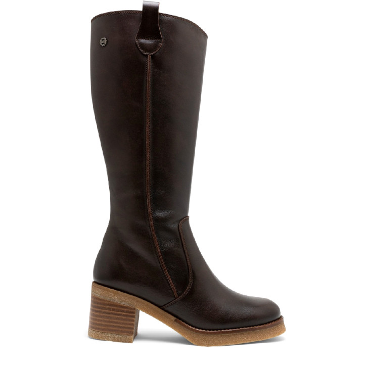 BOTAS DE PIEL CON CREMALLERA MOKA MAR PORRONET - Querol online