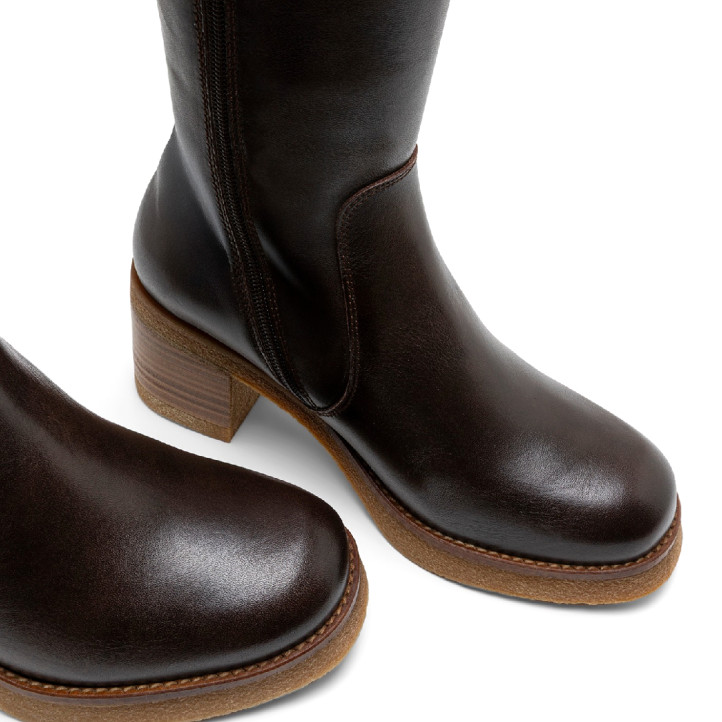 BOTAS DE PIEL CON CREMALLERA MOKA MAR PORRONET - Querol online