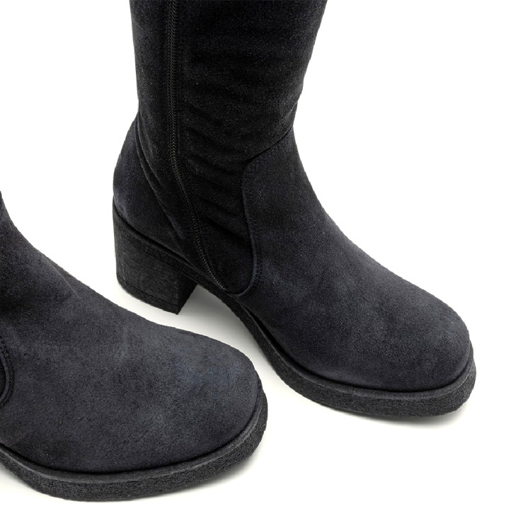 BOTAS DE SERRAJE CON CREMALLERA CARBÓN MELISA PORRONET - Querol online