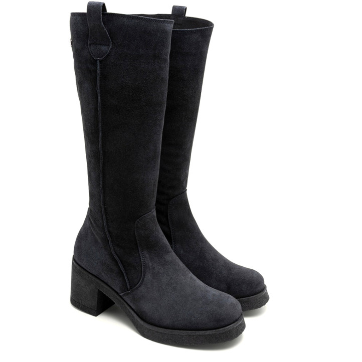 BOTAS DE SERRAJE CON CREMALLERA CARBÓN MELISA PORRONET - Querol online