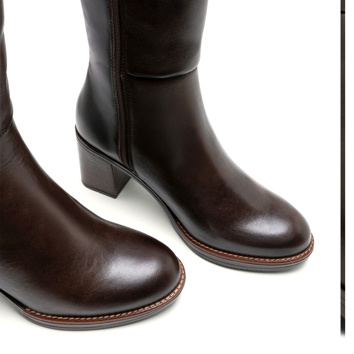 BOTAS DE PIEL DE TACÓN MOKA RITA PORRONET - Querol online