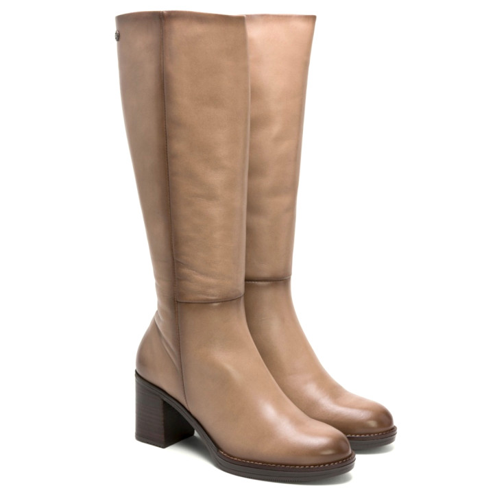 BOTAS DE PIEL DE TACÓN TAUPE RITA PORRONET - Querol online