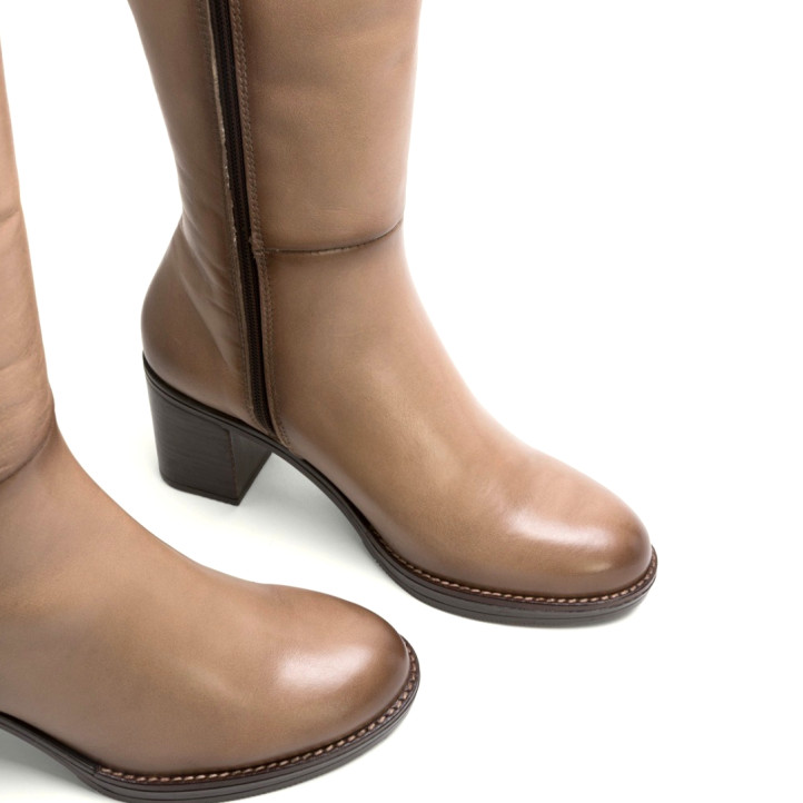 BOTAS DE PIEL DE TACÓN TAUPE RITA PORRONET - Querol online