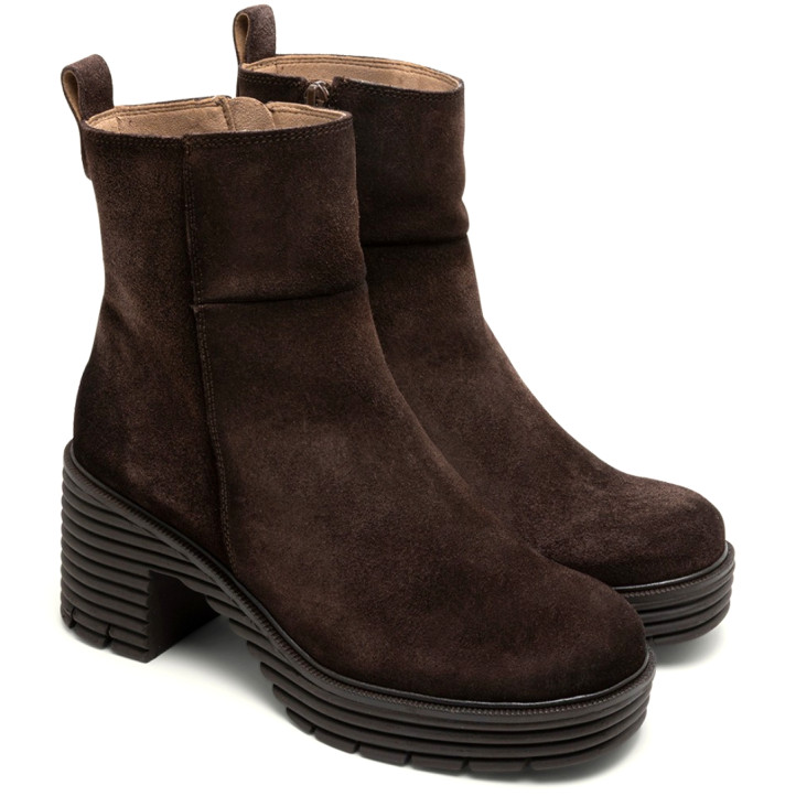 BOTAS DE SERRAJE CON CREMALLERA MOKA MICHELLE PORRONET - Querol online