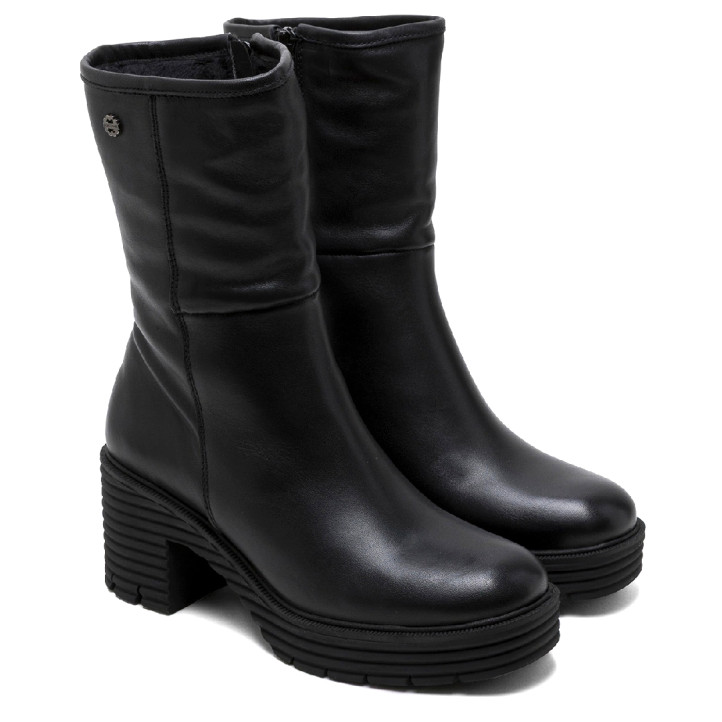 BOTAS DE PIEL CON CREMALLERA NEGRO MILEY PORRONET - Querol online