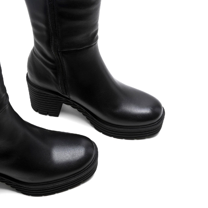 BOTAS DE PIEL CON CREMALLERA NEGRO MILEY PORRONET - Querol online