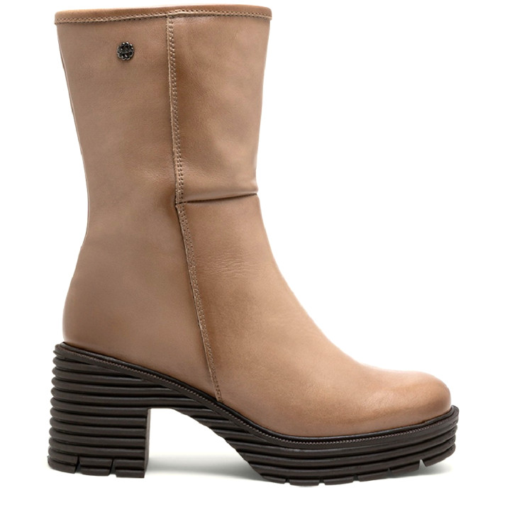 BOTAS DE PIEL CON CREMALLERA TAUPE MILEY PORRONET - Querol online