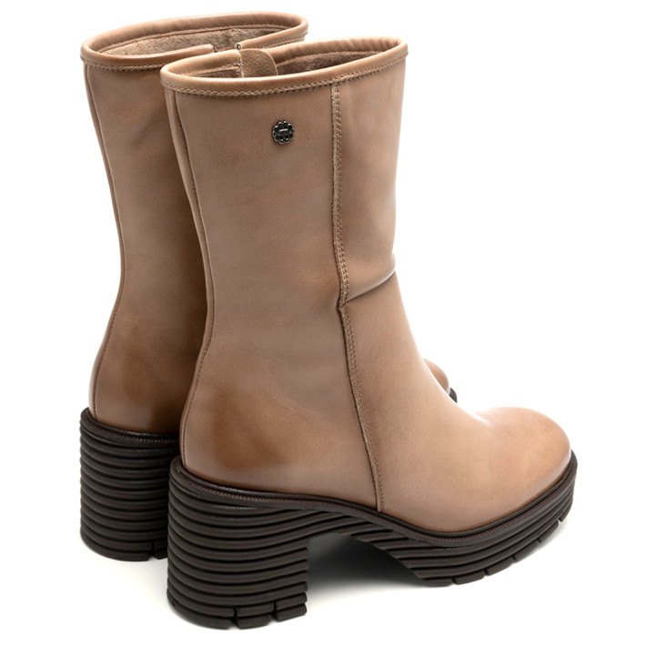 BOTAS DE PIEL CON CREMALLERA TAUPE MILEY PORRONET - Querol online