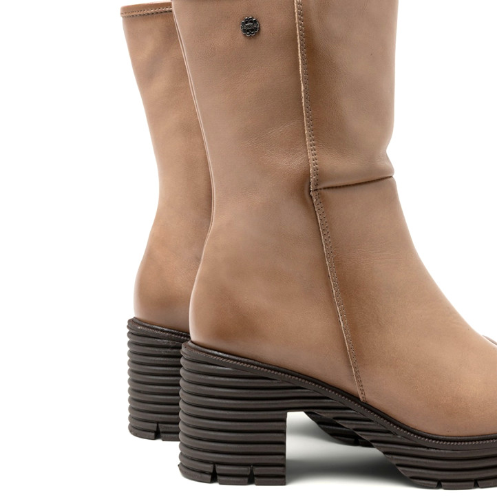 BOTAS DE PIEL CON CREMALLERA TAUPE MILEY PORRONET - Querol online
