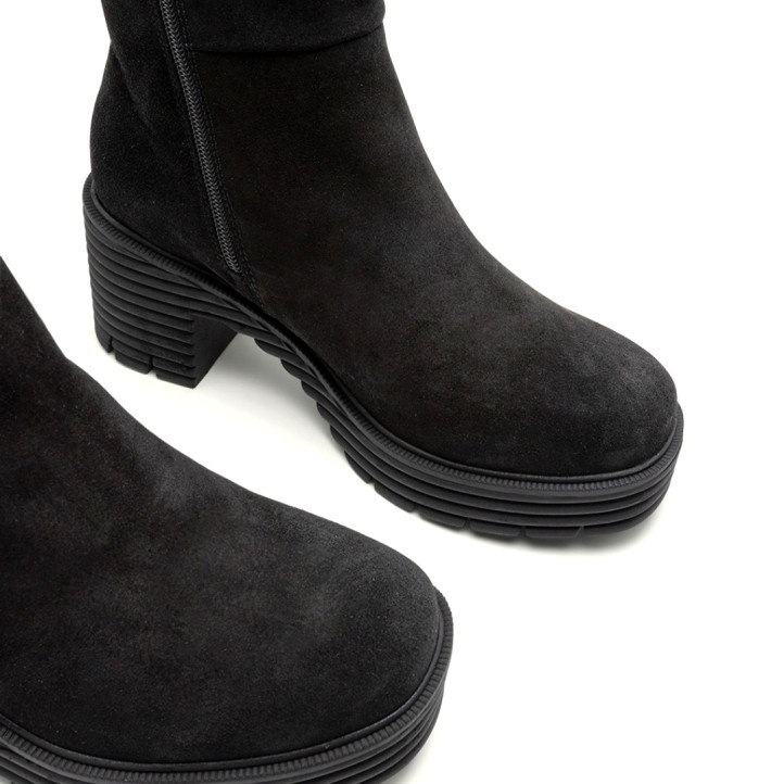 BOTAS DE PIEL DE TACÓN NEGRO MARINA PORRONET - Querol online