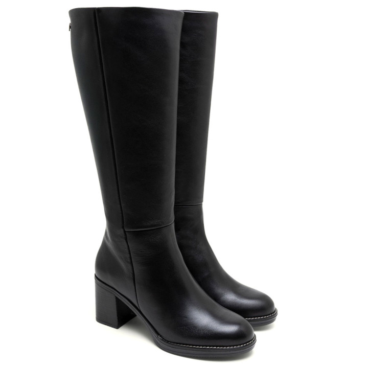 Botas tacón Porronet DE PIEL DE TACÓN NEGRO RITA - Querol online