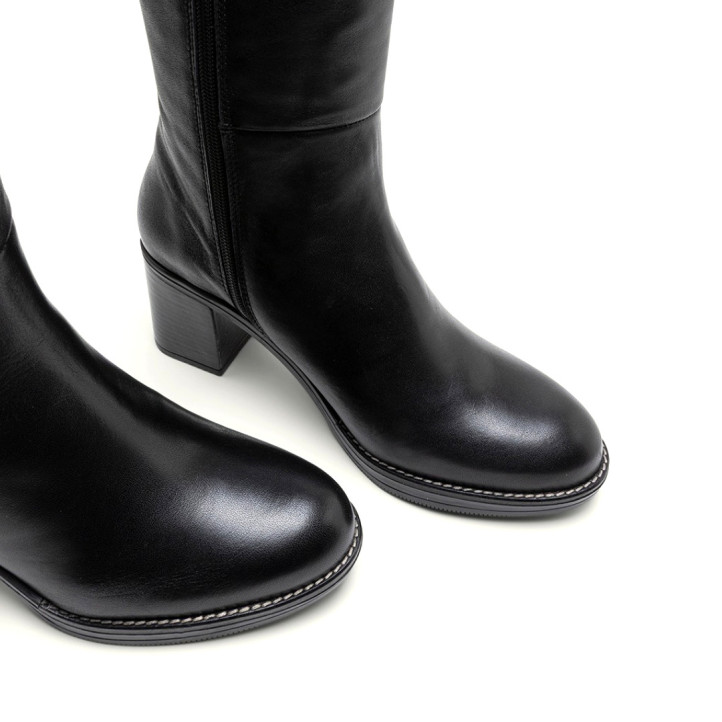 Botas tacón Porronet DE PIEL DE TACÓN NEGRO RITA - Querol online