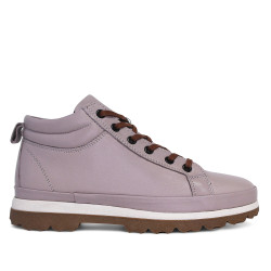 Botas agua 48H beige con cordones y cremallera y suela en dos colores de piel - Querol online