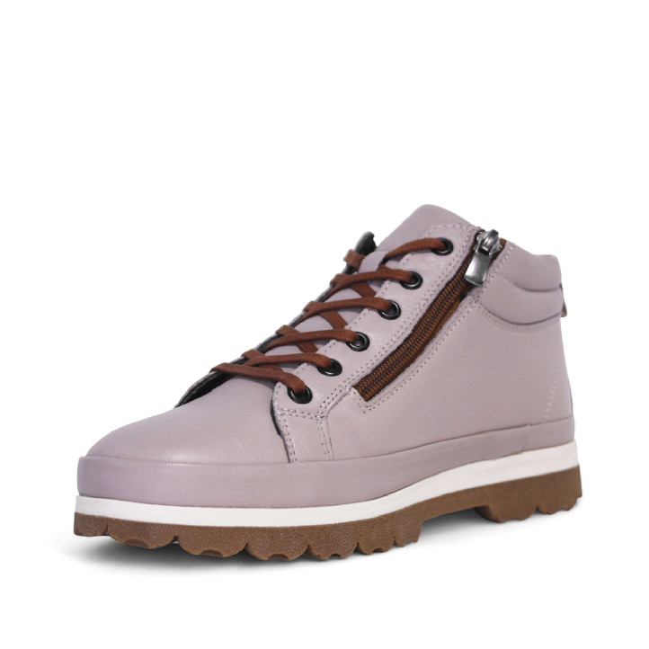 Botes aigua 48H beix amb cordons i cremallera i sola de dos colors de pell - Querol online