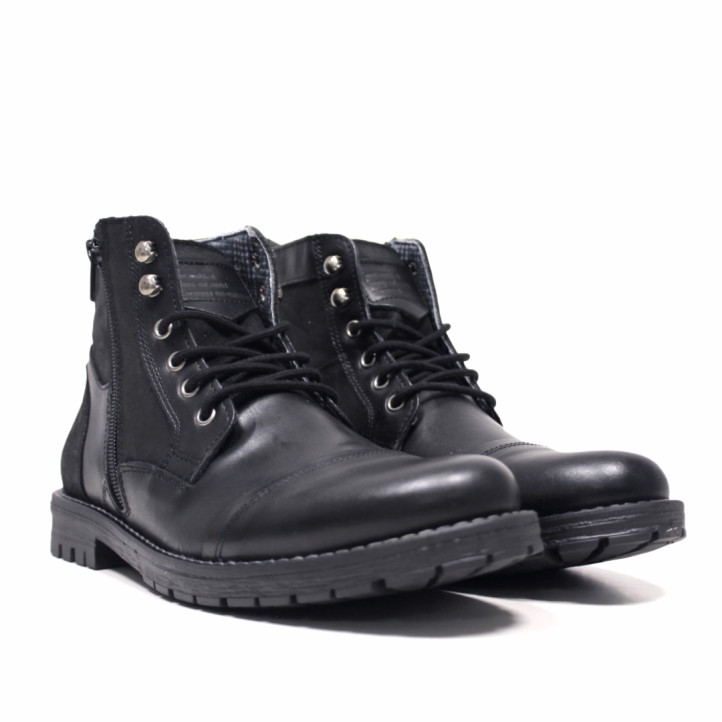 Botines Lobo garda negros con paneles en diferentes acabados de piel - Querol online