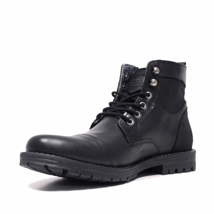 Botins Lobo garda negres amb panells en diferents acabats de pell - Querol online