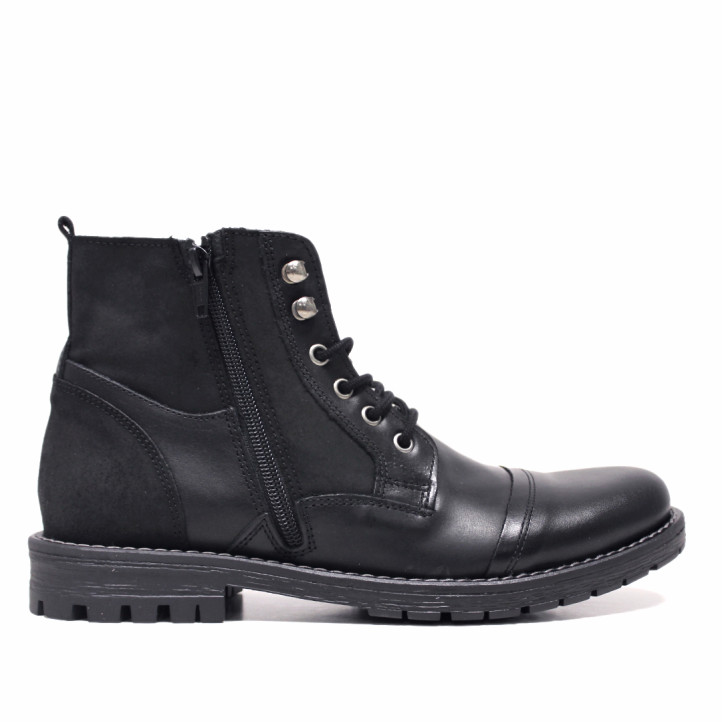 Botins Lobo garda negres amb panells en diferents acabats de pell - Querol online