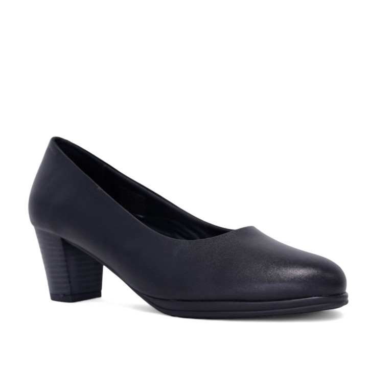 Zapatos tacón Suite009 negros de piel clásicos de tacón medio - Querol online