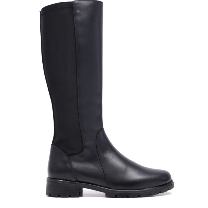 Botes planes Redlove selene negres amb elàstic i cremallera lateral de pell - Querol online