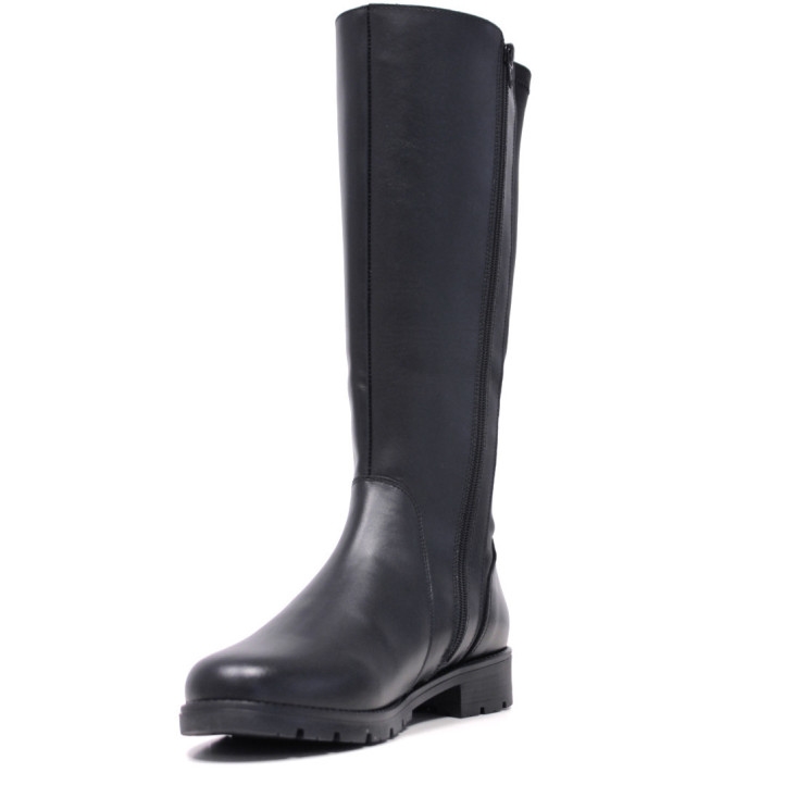 Botas planas Redlove selene negras con elástico y cremallera lateral de piel - Querol online