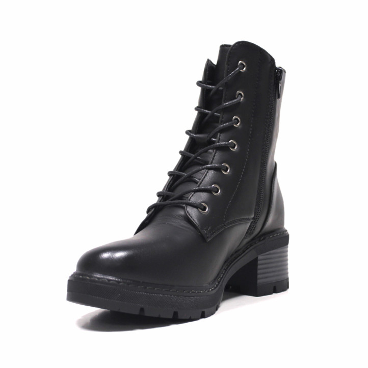 Botines tacón Stay negros con cremallera y cordones y tacón en gris - Querol online