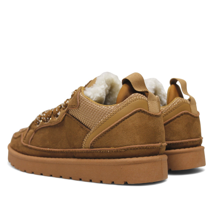 Sabatilles urban marrons amb cordons amples i diferents textures - Querol online