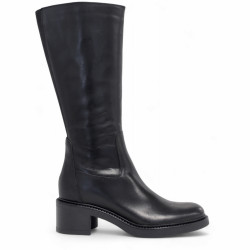 Botes de taló negres de pell de tall clàssic amb cremallera lateral - Querol online